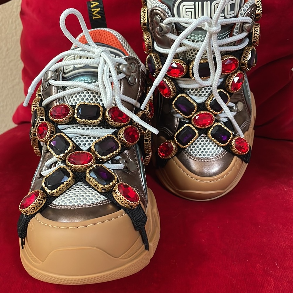 Beautiful brand new purple GUCCI Flashtrek chunky leather sneakers - Picture 4 of 7